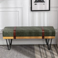 Bench for Bedroom Entryway Linen Ottoman Fabric Upholstered with Soft Cushion and Solid Wood Frame by DailySale