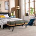 Bench for Bedroom Entryway Linen Ottoman Fabric Upholstered with Soft Cushion and Solid Wood Frame by DailySale