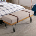 Bench for Bedroom Entryway Linen Ottoman Fabric Upholstered with Soft Cushion and Solid Wood Frame by DailySale