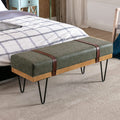 Bench for Bedroom Entryway Linen Ottoman Fabric Upholstered with Soft Cushion and Solid Wood Frame by DailySale
