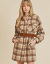 Benny Plaid Shirt Dress - Beige