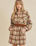 Benny Plaid Shirt Dress - Beige by Boutique 23