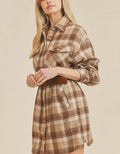 Benny Plaid Shirt Dress - Beige by Boutique 23