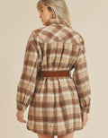 Benny Plaid Shirt Dress - Beige by Boutique 23