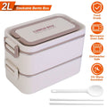 Bento Lunch Box 3 Stackable Food Container with Chopsticks and Spoon by DailySale