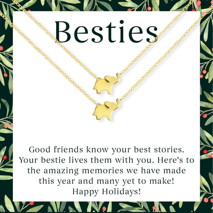 Besties Christmas Elephant Necklace Set by Dear Ava