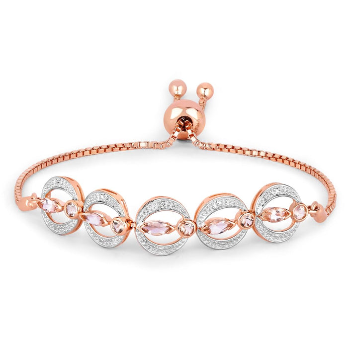 Marquise Pink Morganite & Diamond Celestial Bolo Adjustable Bracelet by Fine Color Jewels