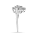10K White Gold 1/2 Cttw Round & Baguette Cut Diamond Pear Shaped Domed PavÃ© Cluster with Halo Cocktail Ring (H-I Color, SI1-SI2 Clarity) - Size 5 by Bids.com