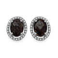 2.39 Carat Genuine White Diamond & Smoky Quartz .925 Sterling Silver Earrings by Bids.com