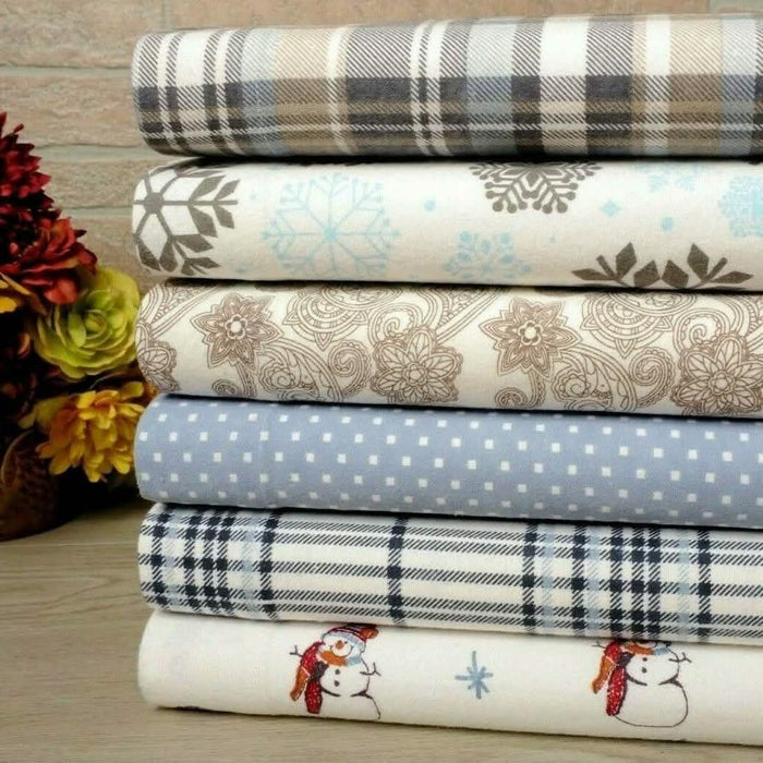 Bibb Home 100% Cotton Printed Flannel Sheet Set - Cozy, Soft, Deep Pocket Sheets by DailySale