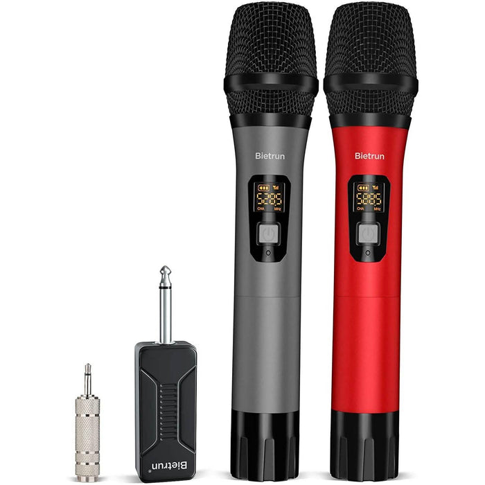 Bietrun Wireless UHF Metal Dual Handheld Dynamic Mic Karaoke System by DailySale