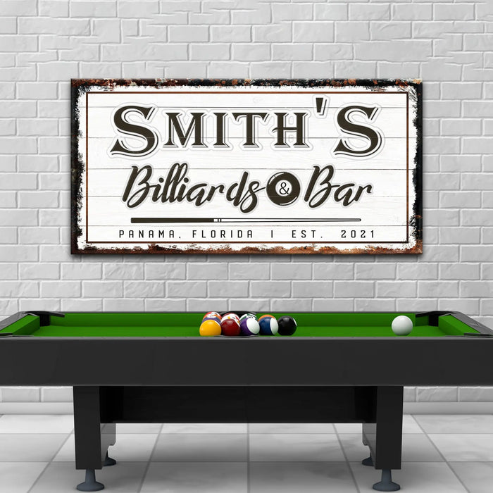 Billiards And Bar Sign by Tailored Canvases