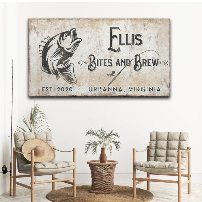 Bites and Brews Sign by Tailored Canvases