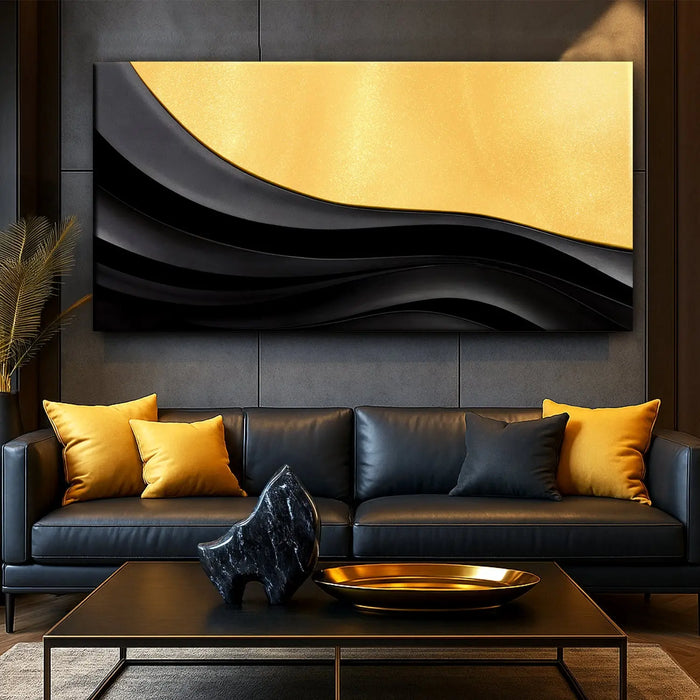 Black And Gold Minimalist Abstract VIII by Tailored Canvases