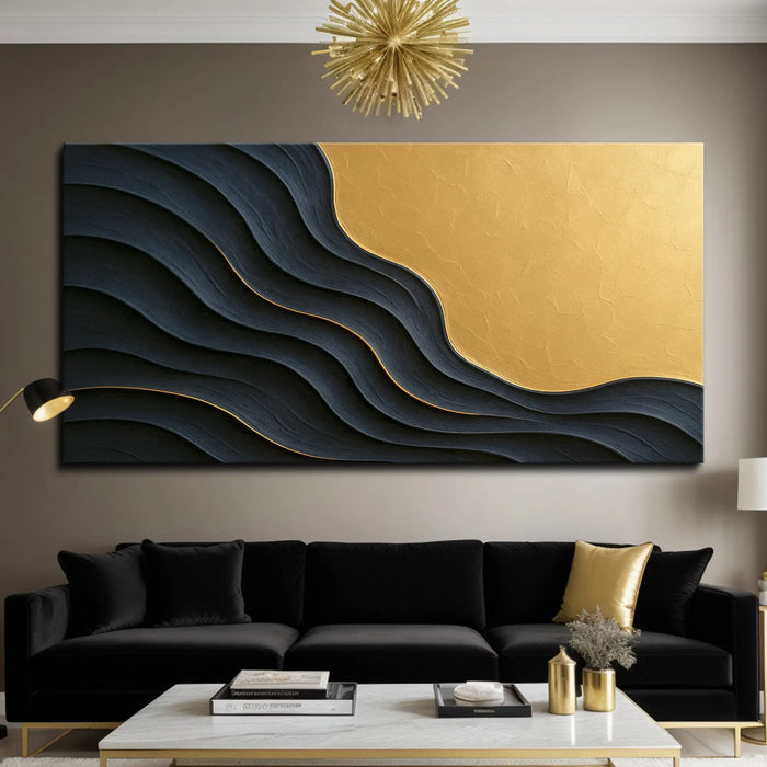 Black And Gold Minimalist Abstract XII by Tailored Canvases