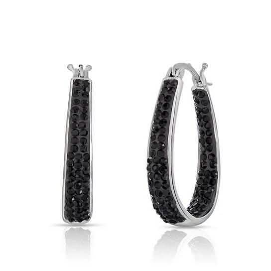 Black and White Austrian Crystal Hoop Earrings by DailySale