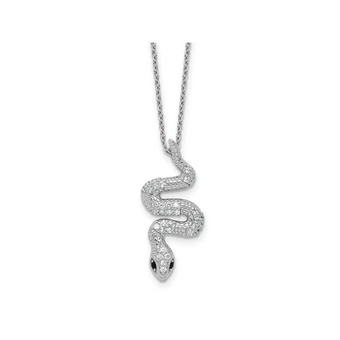 Black and White CZ Snake Necklace by Fine Color Jewels