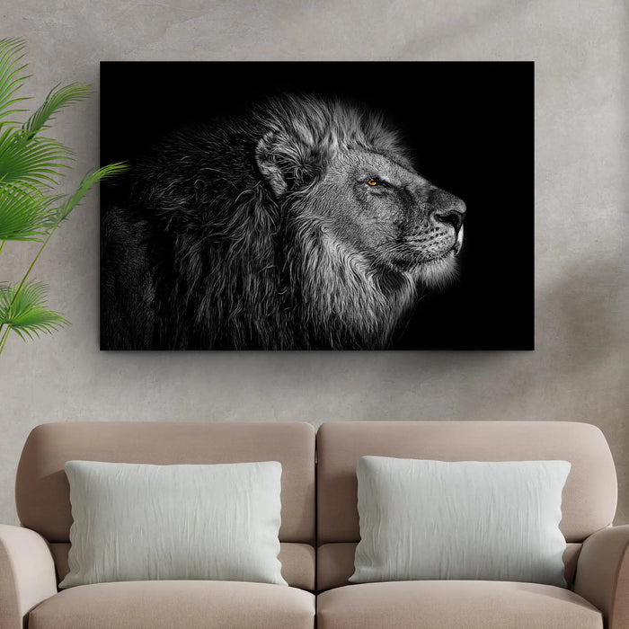 Black And White Lion Head Canvas Wall Art by Tailored Canvases