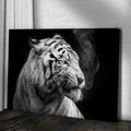 Black And White Smoking Tiger Canvas Wall Art by Tailored Canvases