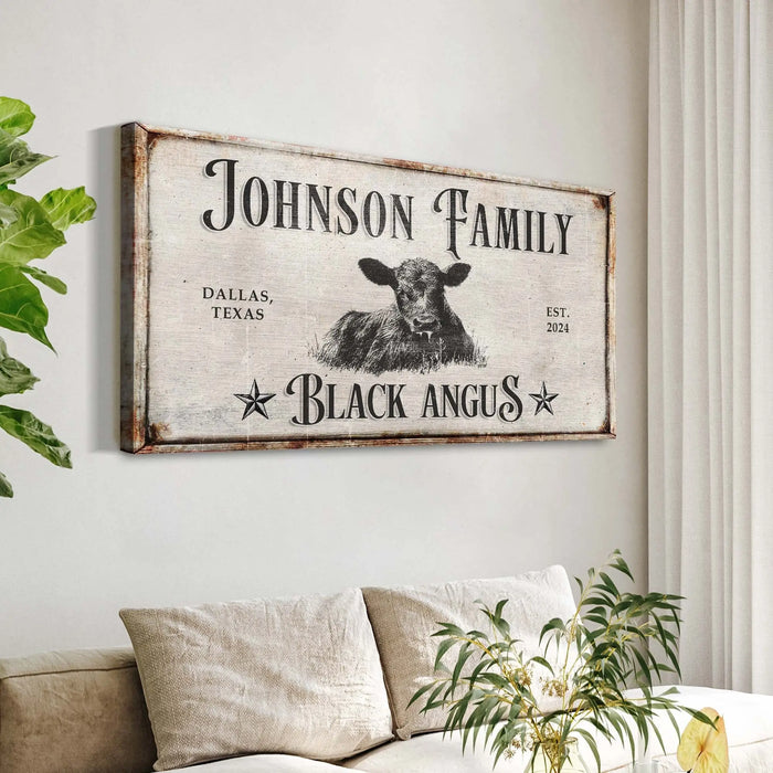 Black Angus Cattle Sign by Tailored Canvases