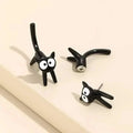 Black Cat Front And Back Stud Earrings For Women by DailySale