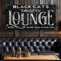 Black Cat's Enchanted Lounge Halloween Sign by Tailored Canvases