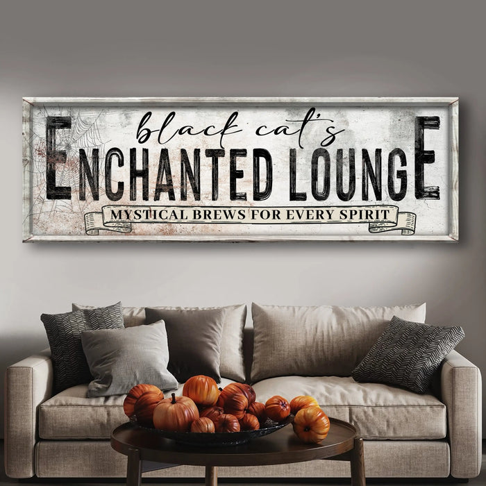 Black Cat's Enchanted Lounge Halloween Sign III by Tailored Canvases