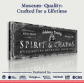 Black Cat’s Spirits & Charms Bar Halloween Sign by Tailored Canvases