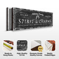 Black Cat’s Spirits & Charms Bar Halloween Sign by Tailored Canvases