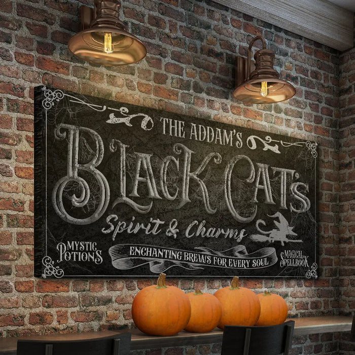 Black Cat’s Spirits & Charms Bar Halloween Sign II by Tailored Canvases