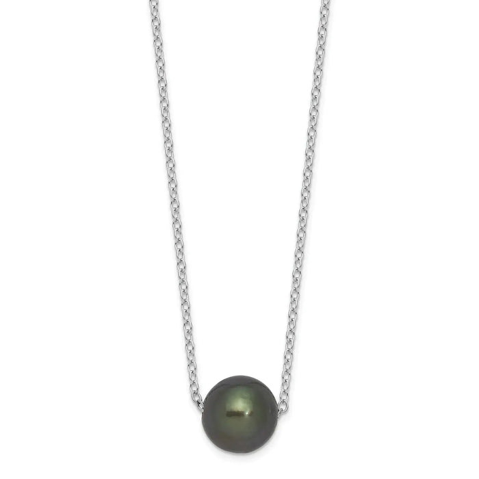 Black Cultured Tahitian Pearl Necklace by Fine Color Jewels