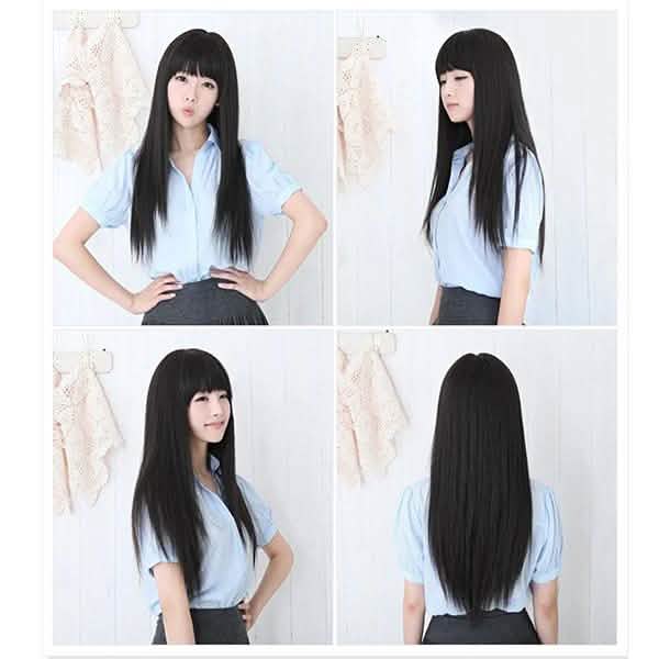 Black Long Straight Full Hair Wig Cosplay by DailySale