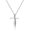 Black Sapphire Cross Necklace by Fine Color Jewels