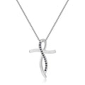Black Sapphire Cross Necklace by Fine Color Jewels