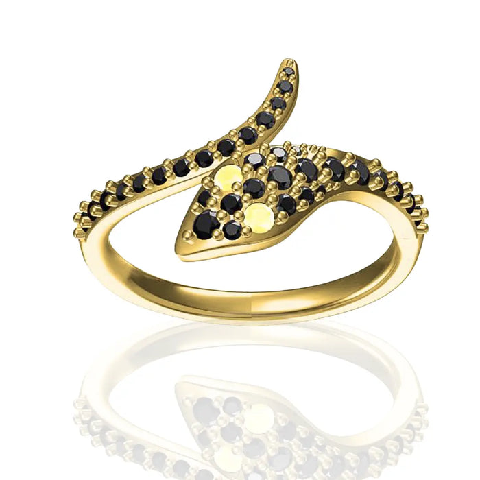Black Spinel Serpent Snake Ring by Fine Color Jewels