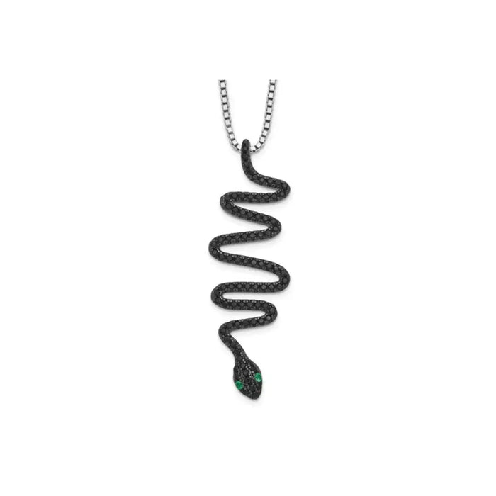 Black Spinel Snake Necklace by Fine Color Jewels