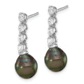 Black Tahitian Pearl Dangle Earrings by Fine Color Jewels