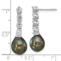 Black Tahitian Pearl Dangle Earrings by Fine Color Jewels
