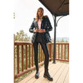 Black Vinyl Glossy Finish Fitted Faux Fur Hood Chevron Padded Puffer Jacket by DailySale