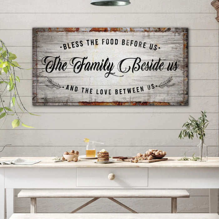 Bless The Food Before Us Kitchen Sign by Tailored Canvases