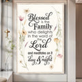 Blessed Is The Family Faith Sign by Tailored Canvases
