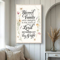 Blessed Is The Family Faith Sign by Tailored Canvases