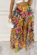 Blissful Views Printed Ruffled High Low Skirt by Fasheabe