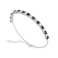 Blue and White Square Sapphire Bracelet by Fine Color Jewels
