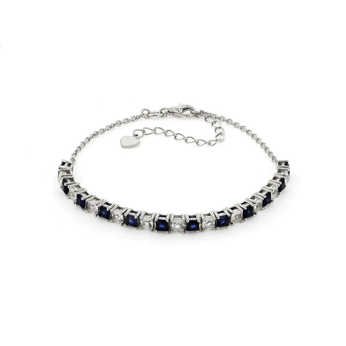 Blue and White Square Sapphire Bracelet by Fine Color Jewels