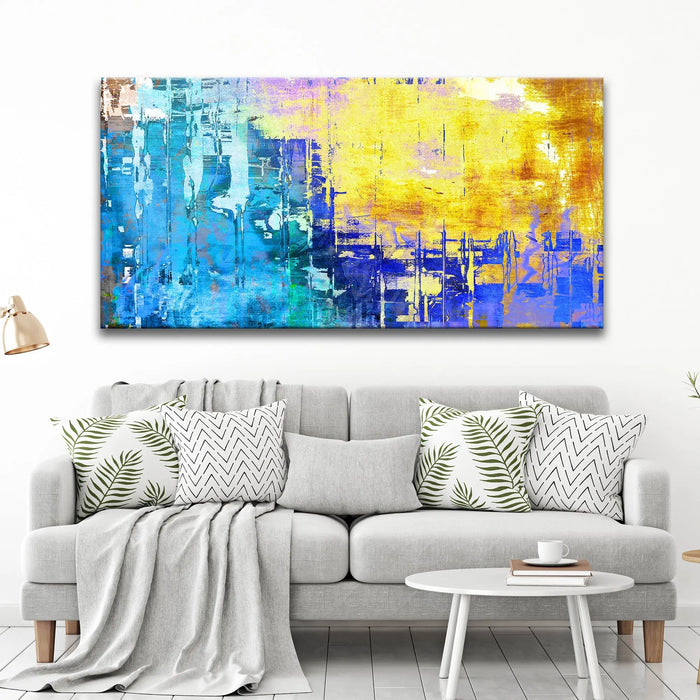 Blue Gold Abstract Painting Canvas Wall Art by Tailored Canvases