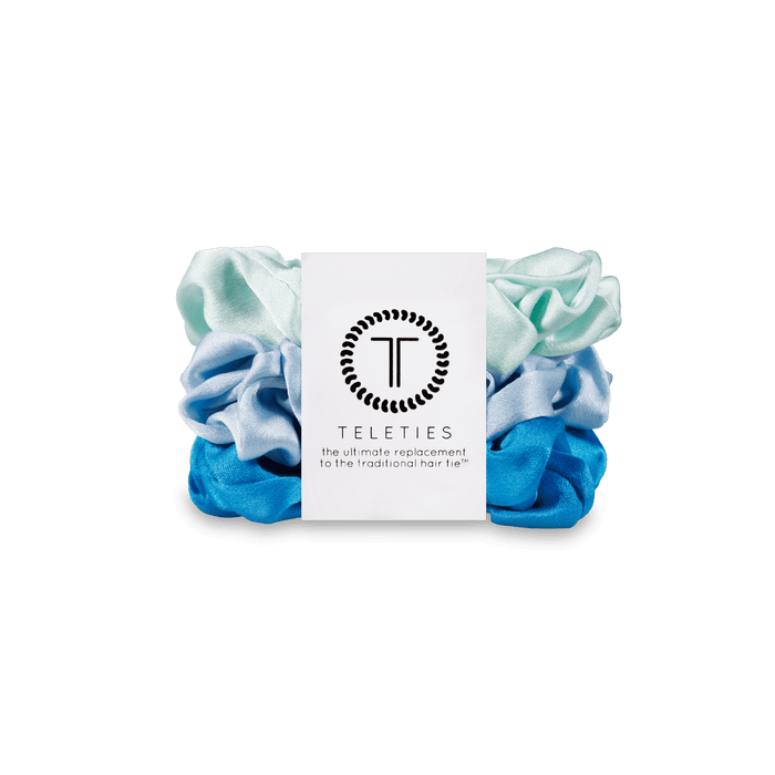 Blue My Mind Small Silk Scrunchies by TELETIES