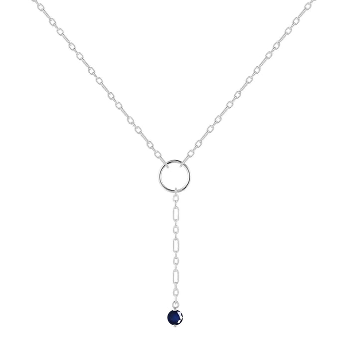 Blue Sapphire Drop Necklace by Fine Color Jewels