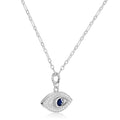 Blue Sapphire Evil Eye Necklace by Fine Color Jewels