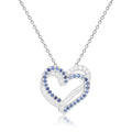 Blue Sapphire Open Heart Necklace by Fine Color Jewels